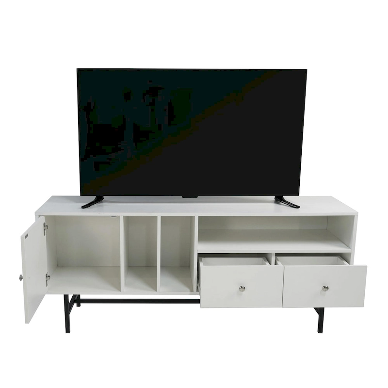 Rochester 2-Drawer 4-Shelf TV Stand Credenza with Iron Legs