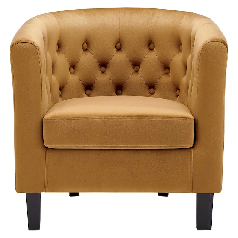 Bristol Classic Cognac Velvet Button Tufted Tub Chair