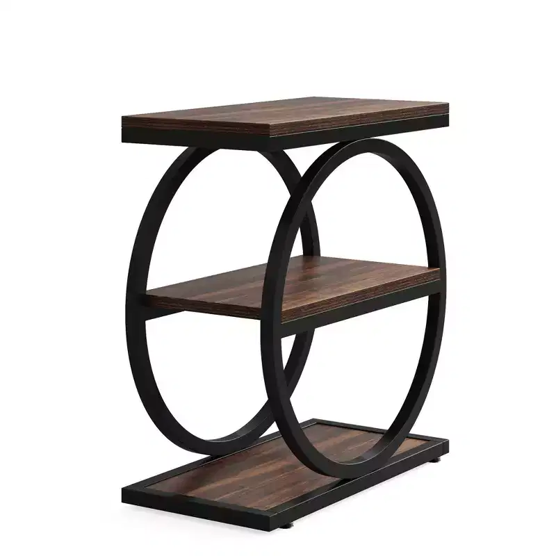 MAYEERTY 2-Pack Rustic Side Table Open Shelf Waterproof Anti-Slip Stable Design