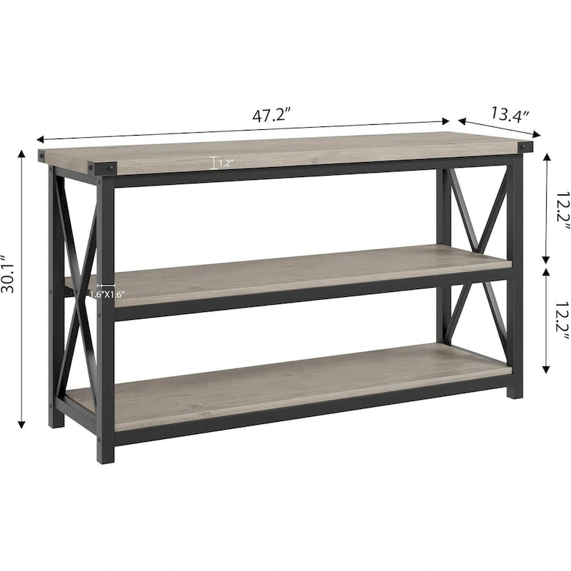 47.2 3 Tier Narrow Entryway Table, Console Table with Metal Frame