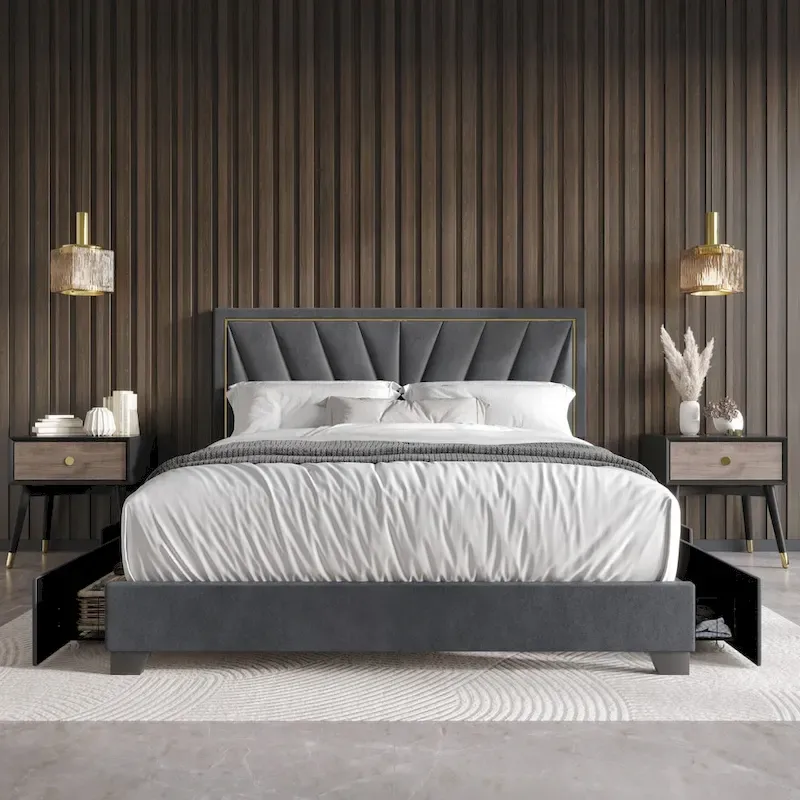 Valdez Full Upholstered Storage Platform Bed