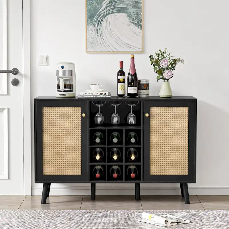 Kitchen Buffet Sideboard with Wine Rack and Storage Cabinet