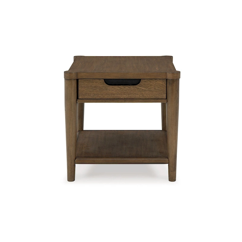 Howie Side End Table, Drawer and Shelf, Rectangular 26 Inch Brown Wood