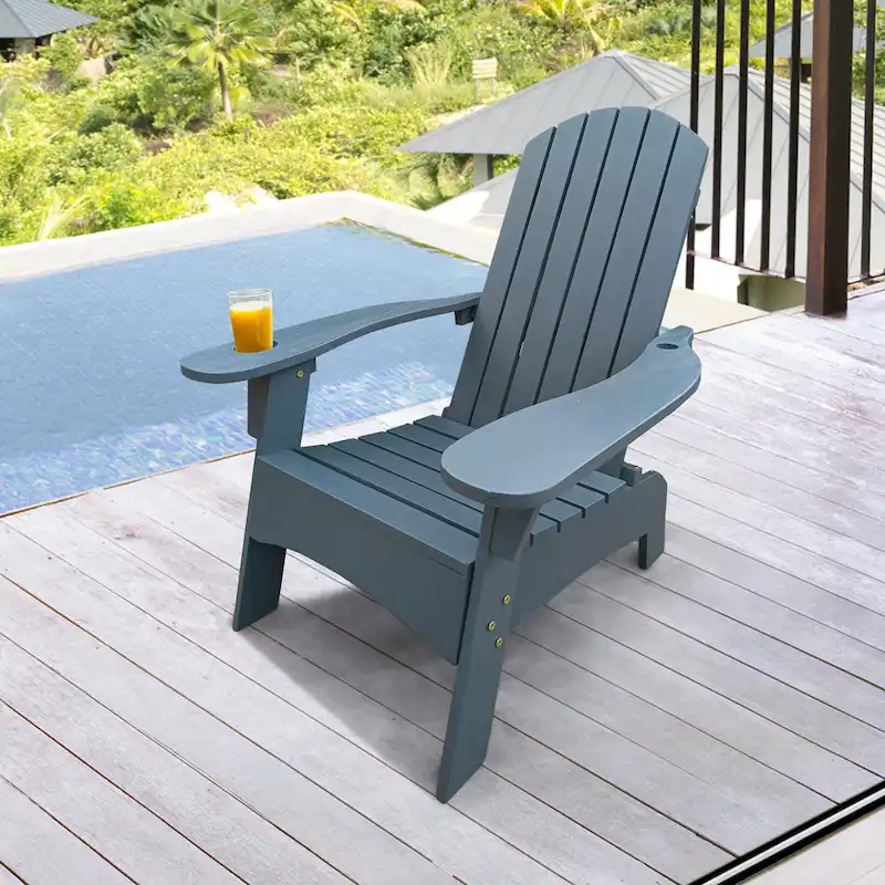 Wood Adirondack Chair with Umbrella Hole