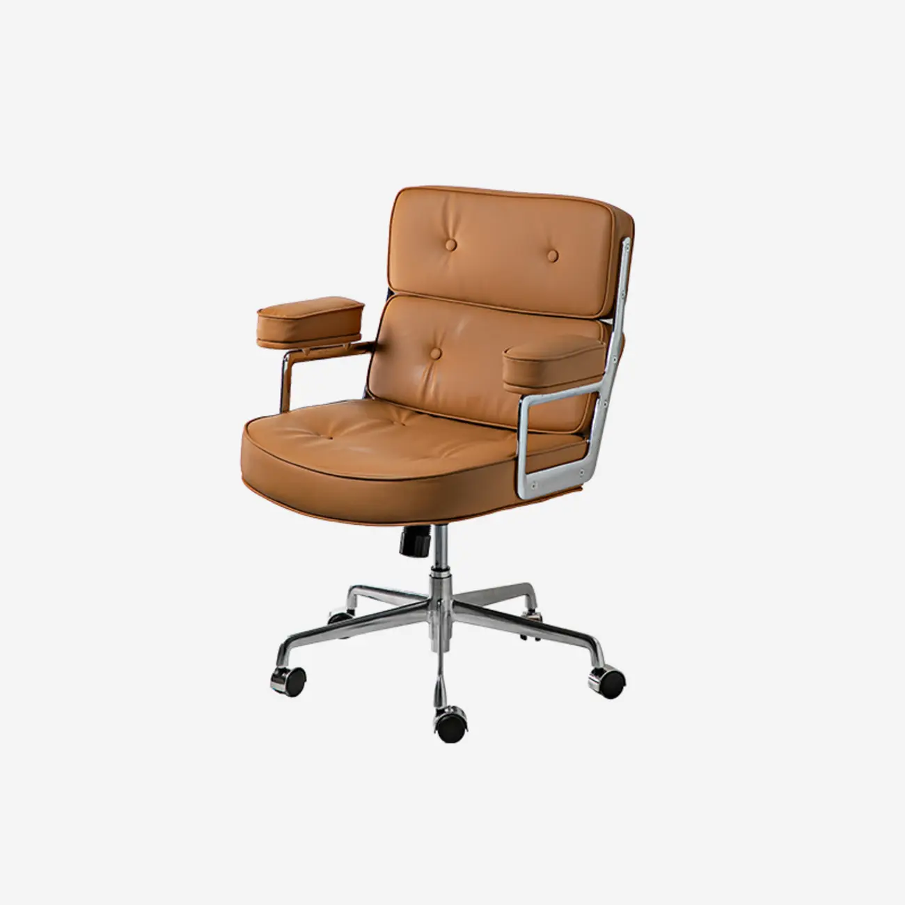 Upholstered Apricot Leather Adjustable Swivel Office Chair