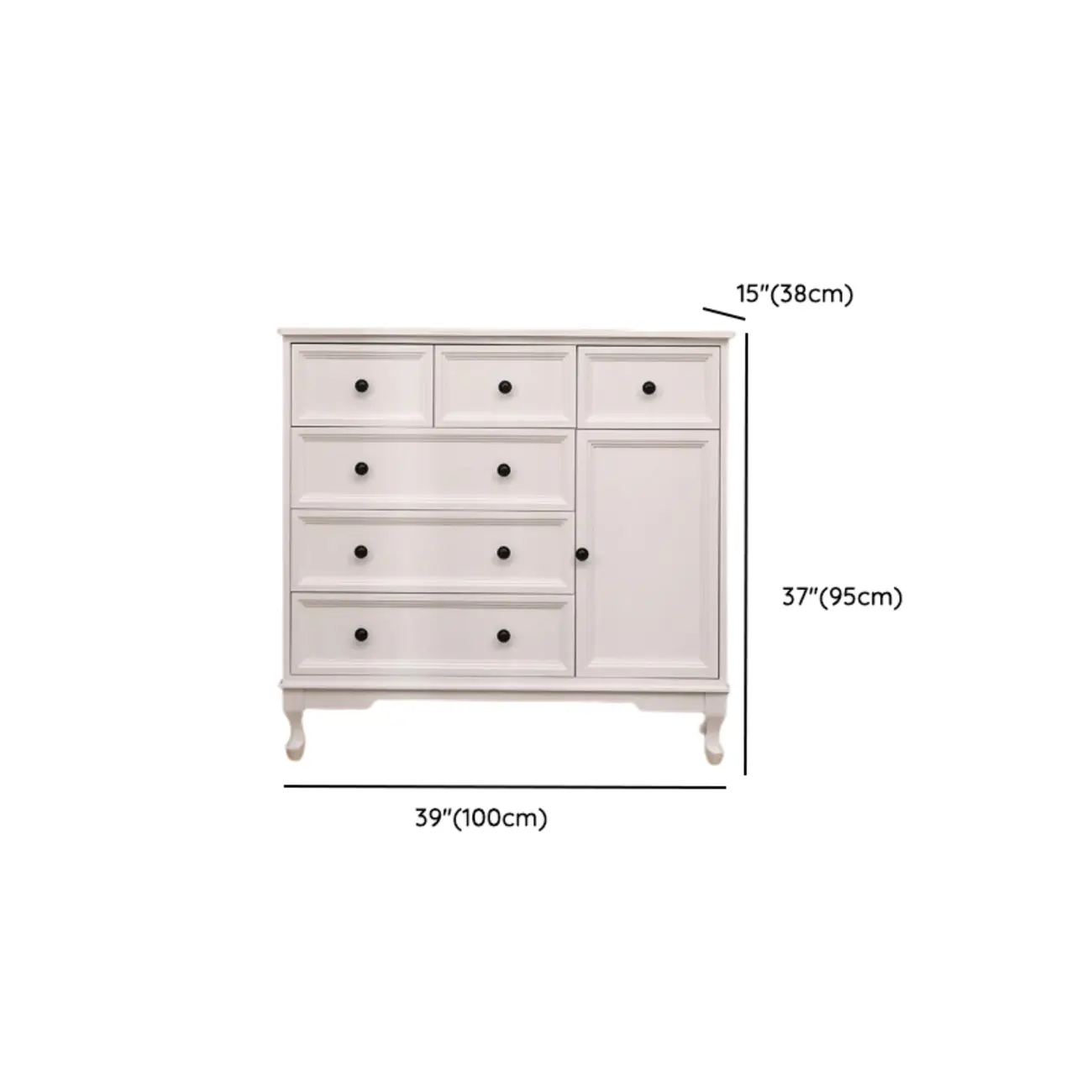Elegant Wooden 9-Drawer White Dresser with Metal Handle