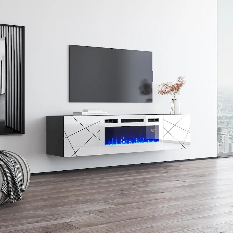 London WH-EF Electric Fireplace 63 TV Stand