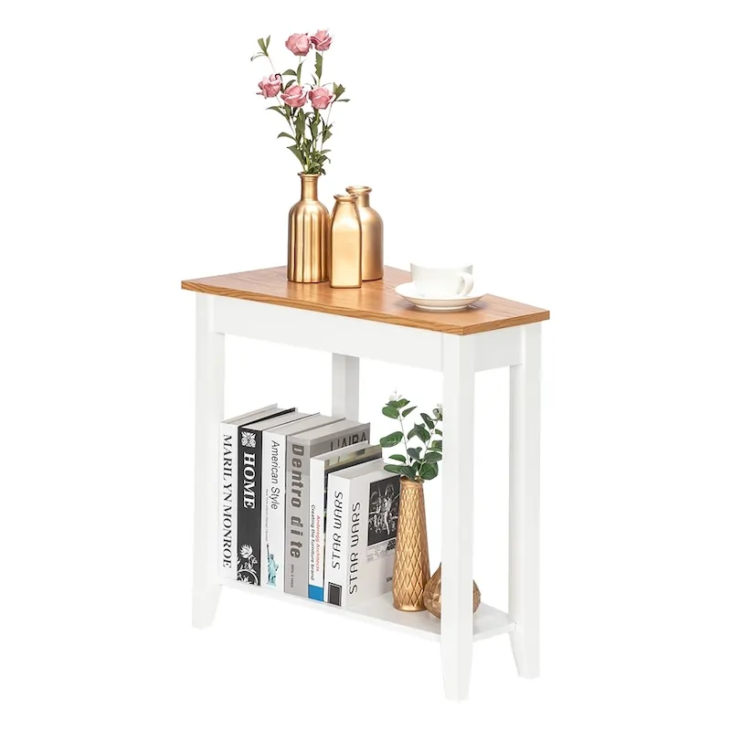 MDF 24 Wide 2-Tier Narrow Nightstand Sofa Table White