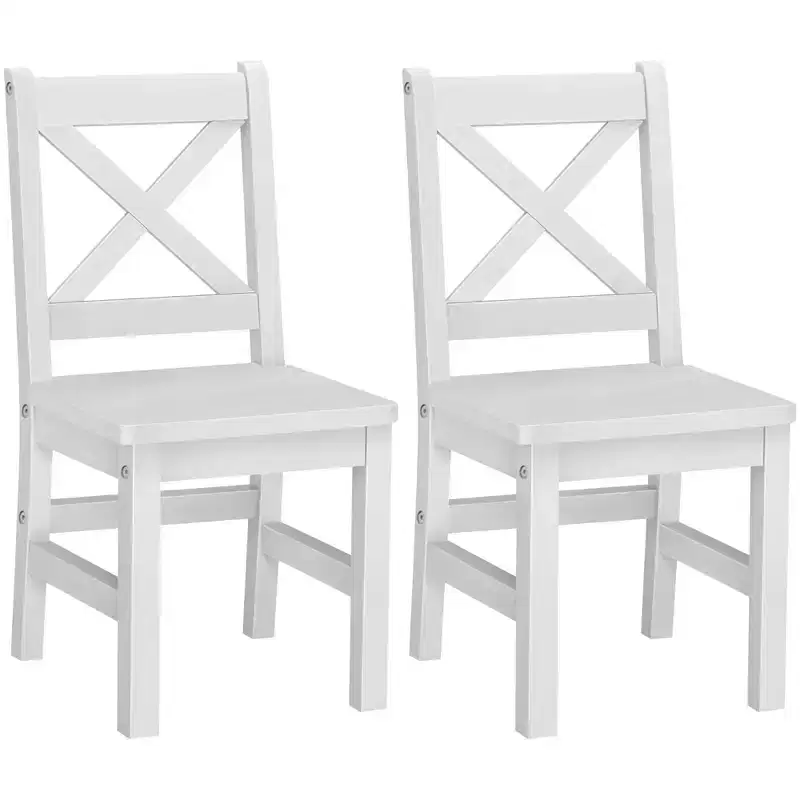 eHemco Solid Hard Wood X Back Kids Chair, Set of 2