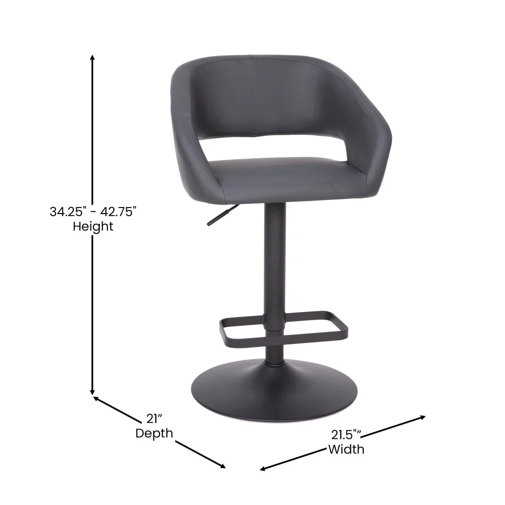 Modern Upholstered Adjustable-Height Barstool with Rounded Back