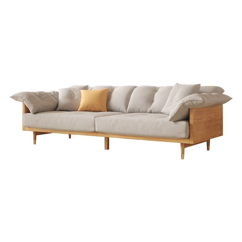 JASIWAY Modern 3-Seat Upholstered Cotton Linen Sofa