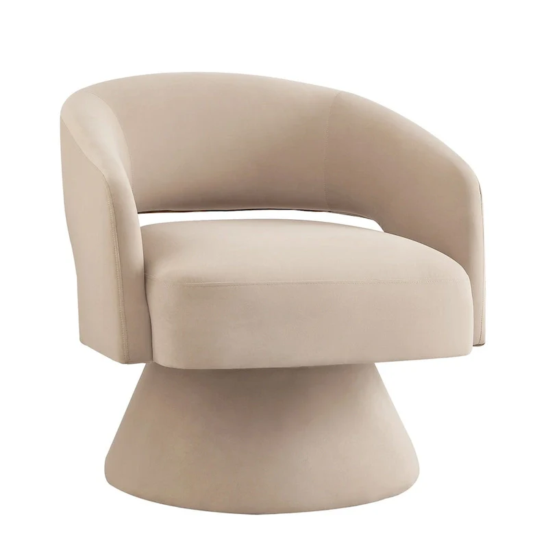 Upholstered Velvet Swivel Accent Chairs with Open Backrest