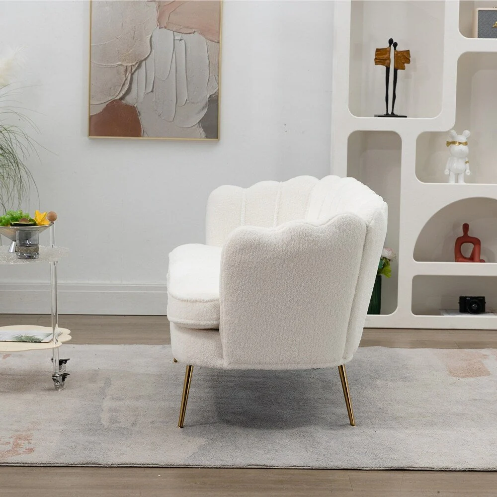 Small Mini Room Couch Two-Seater Sofa with Gold Metal Leg - 2 Seat