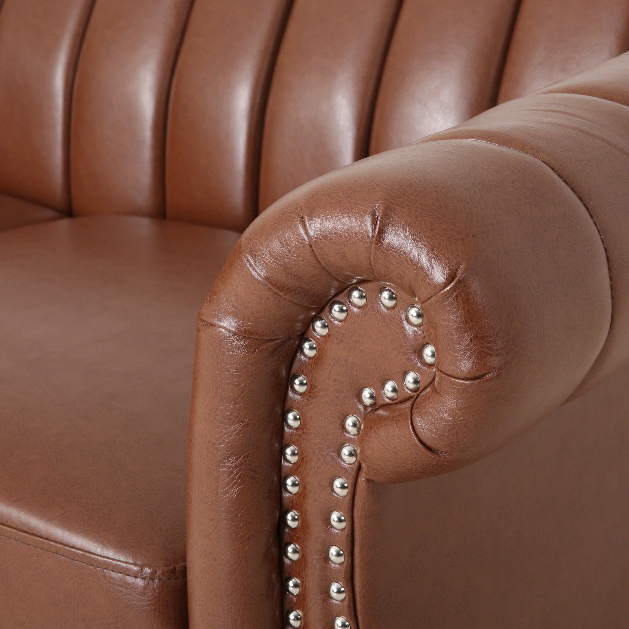 Modern Glam Channel Stitch Loveseat with Nailhead Trim - NH575413