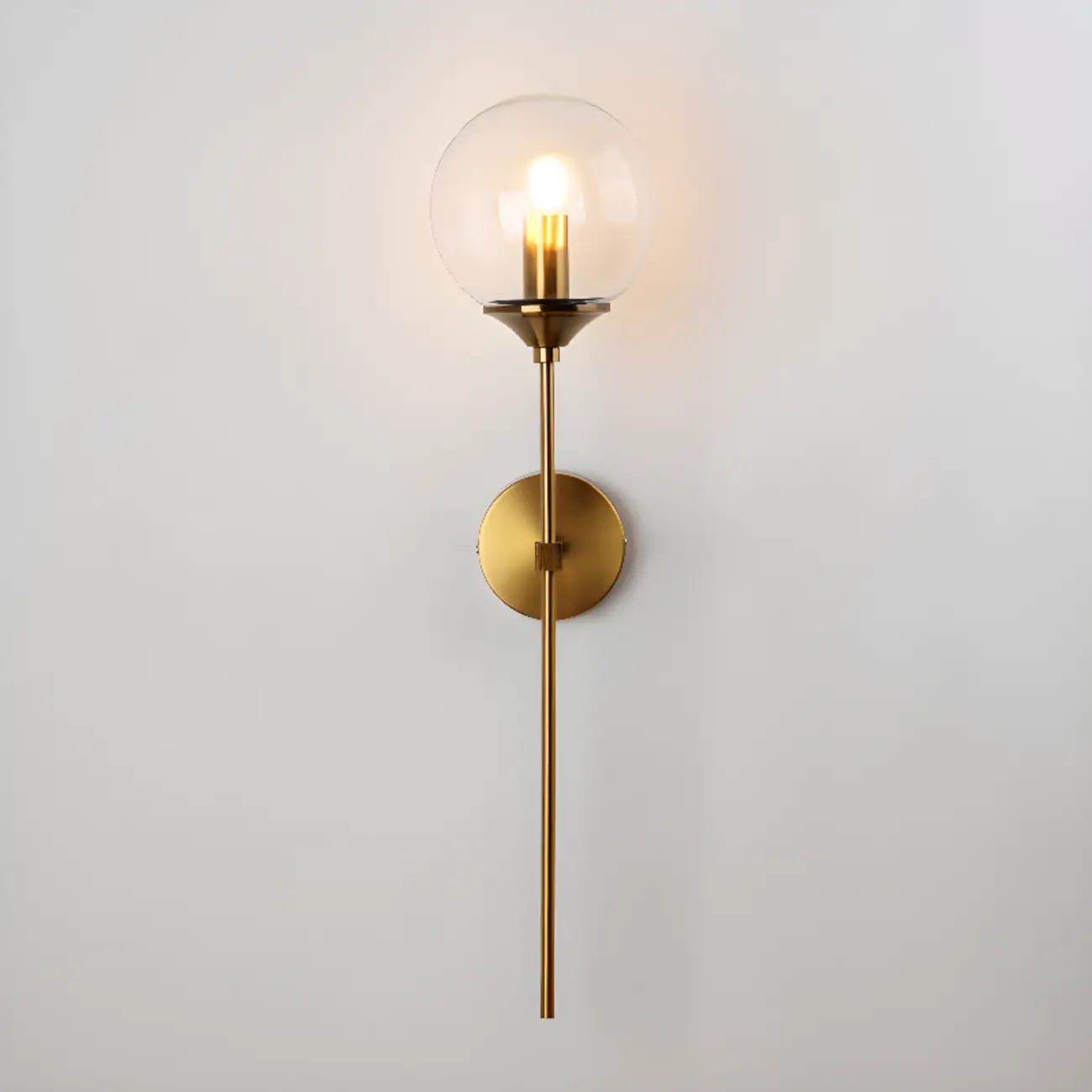 Modern Grey Glass Globe Metal Wall Sconce