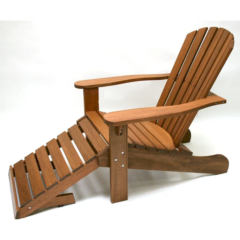 Eucalyptus Adirondack Chair with Built-in Ottoman