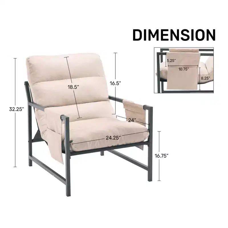 FERPIT Upholstered Sling Accent Chair with Metal Frame Modern Style