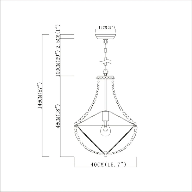 Roly 16 Inch White Beads Bohemian Pendant Chandelier 1-Light