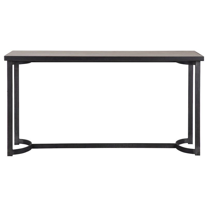 Uttermost Basuto 62 Long Oak Veneer Top Iron Lodge Style Console