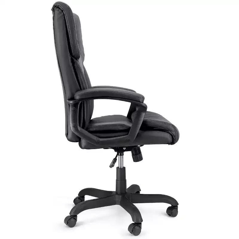 High Back Faux Leather Office Chair with Adjustable Height, Black, 1-Person