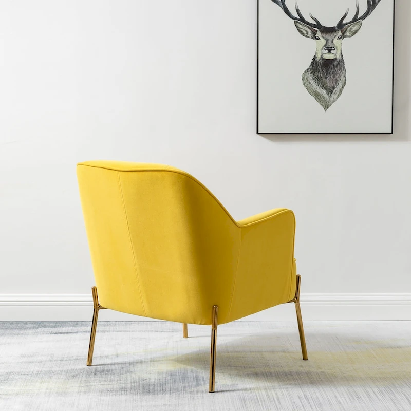 Marina Modern Velvet Accent Chair with Golden Legs Set of 2 by HULALA HOME