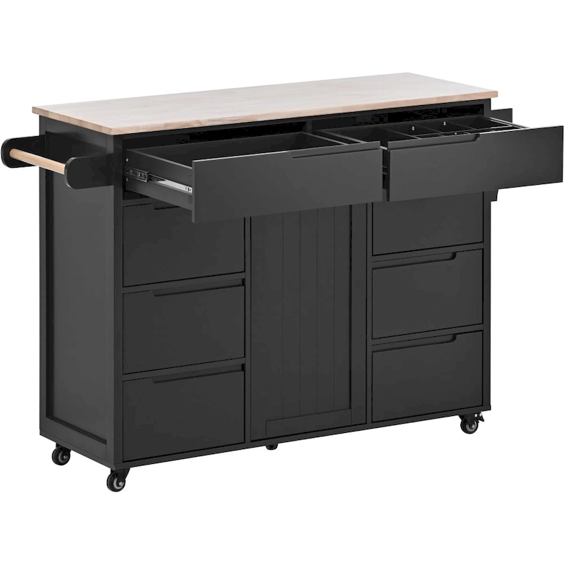 53 in. W Kitchen Island with Countertop and Drawers - N/A