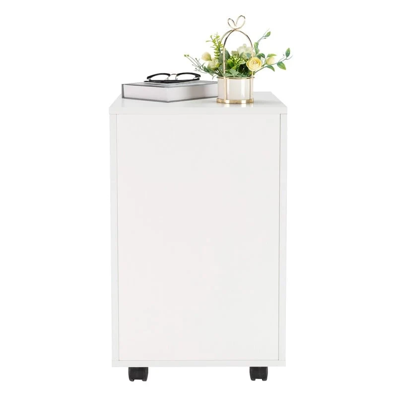 3-Drawer Rolling Wood File Cabinet with Lock