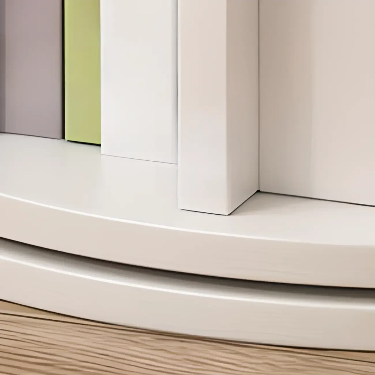 Brown Cylindrical Wooden Rotating Open-Back Bookcase