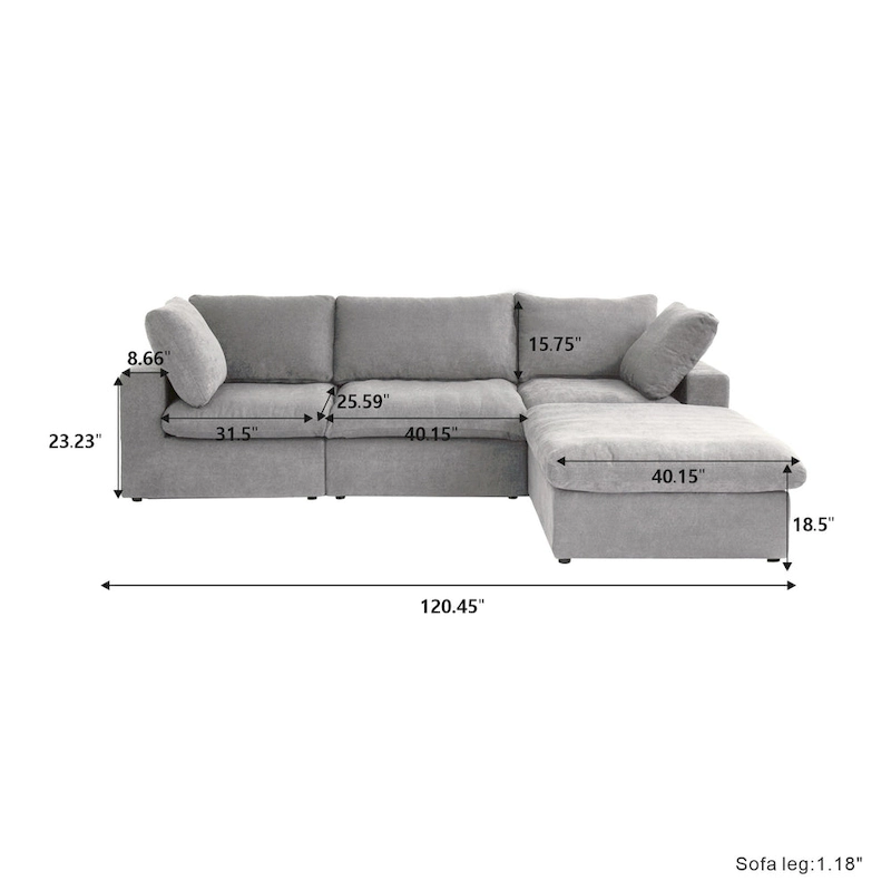 L-shape Linen Upholstered Sectional Sofa Couch