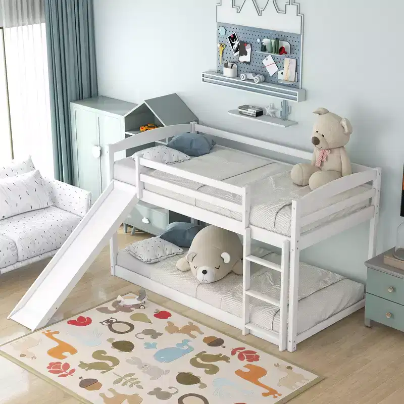 Whisen Twin over Twin Bunk Bed with Convertible Slide and Ladder