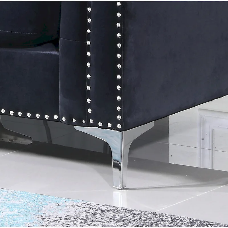 Pompano 83 in. Tufted Velvet Sectional with 2-Throw Pillow - 83L x 58W x 31H