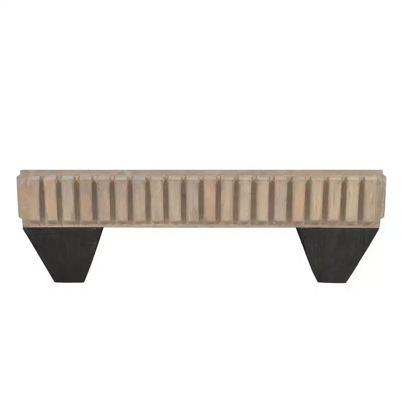 Royal Hampton Tokyo Inspired 36 Inch Square Mango Wood Coffee Table-Handcrafted with Elegant Sandblasted Gray Finish and Tapered Legs