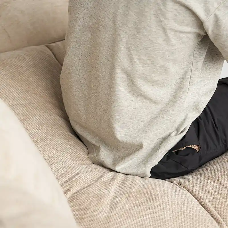 82.68 Down Filled Sectional Couch L-shape Linen Upholstered Loveseat with Ottoman