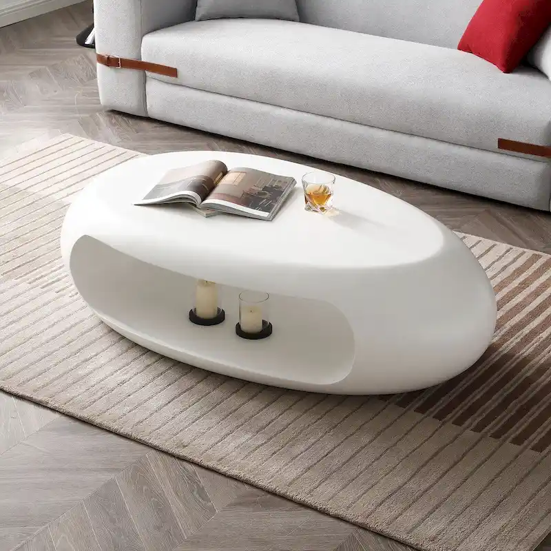 Fiberglass 48.42  Modern Oval Coffee Table for Living Room