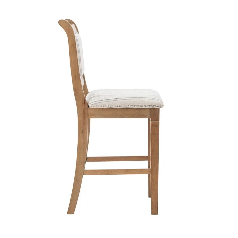 Rustic Grey Solid Wood Striped 26-Inch Counter Stool