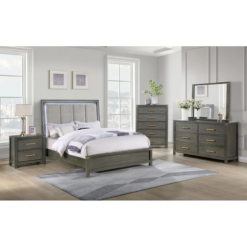 2-drawer Grey Nightstand
