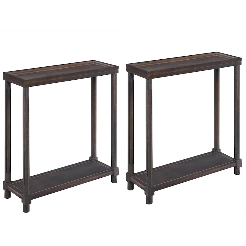 NewRidge Home Goods Harrison Narrow Side Tables, Espresso, Set of 2
