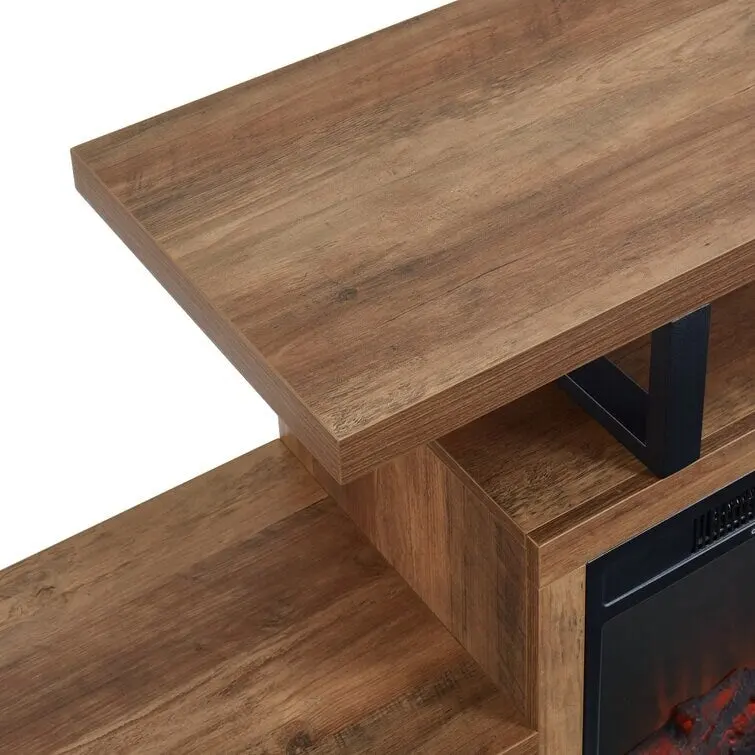 Wood TV Stand Classic Entertainment Center Media Console up to 55 with Electric Fireplace