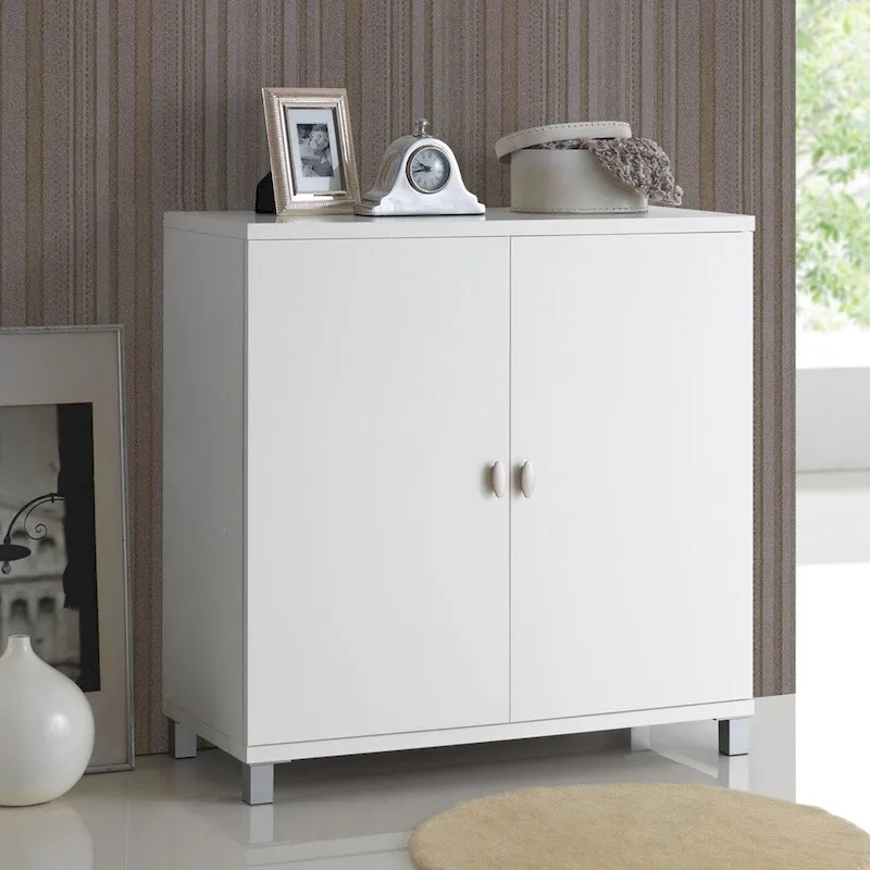 Baxton Studio Marcy Contemporary White Wood Storage Sideboard Cabinet