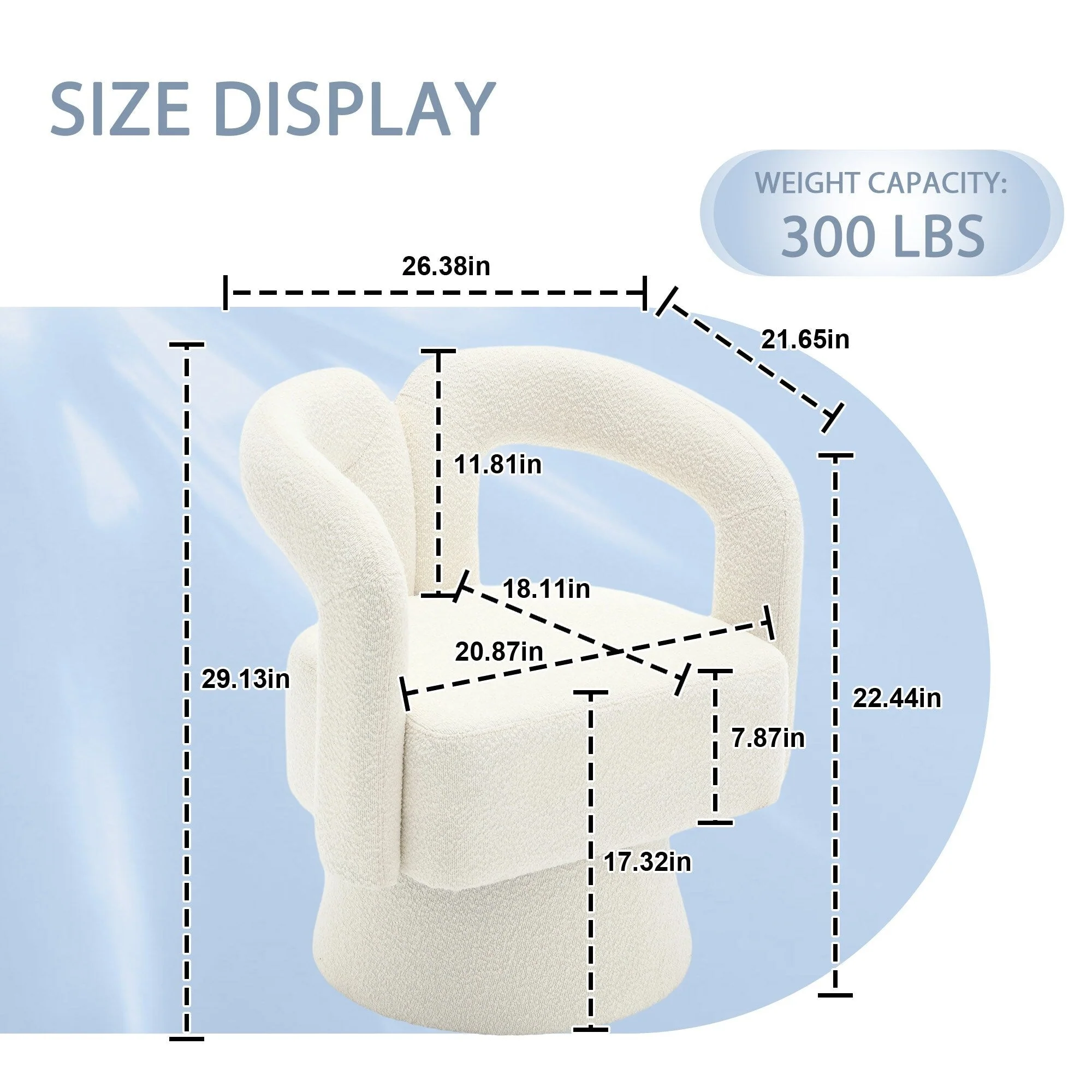 HOMEFUN Boucle Upholstered 360 Degree Swivel Cuddle Barrel Accent Chairs