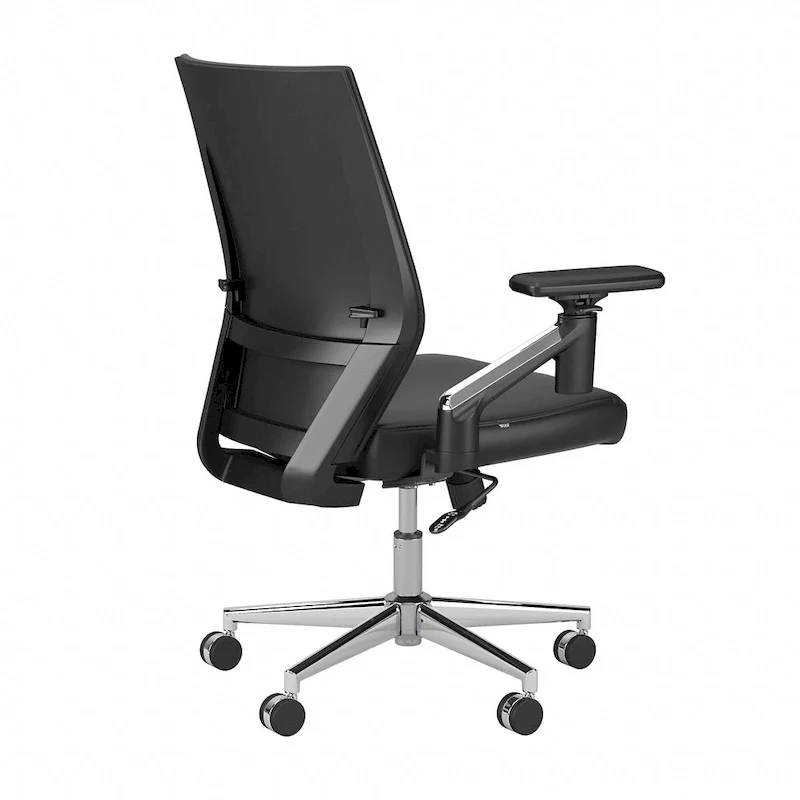 Mid Back Bonded Leather Office Chair with Adjustable Height and Armrests