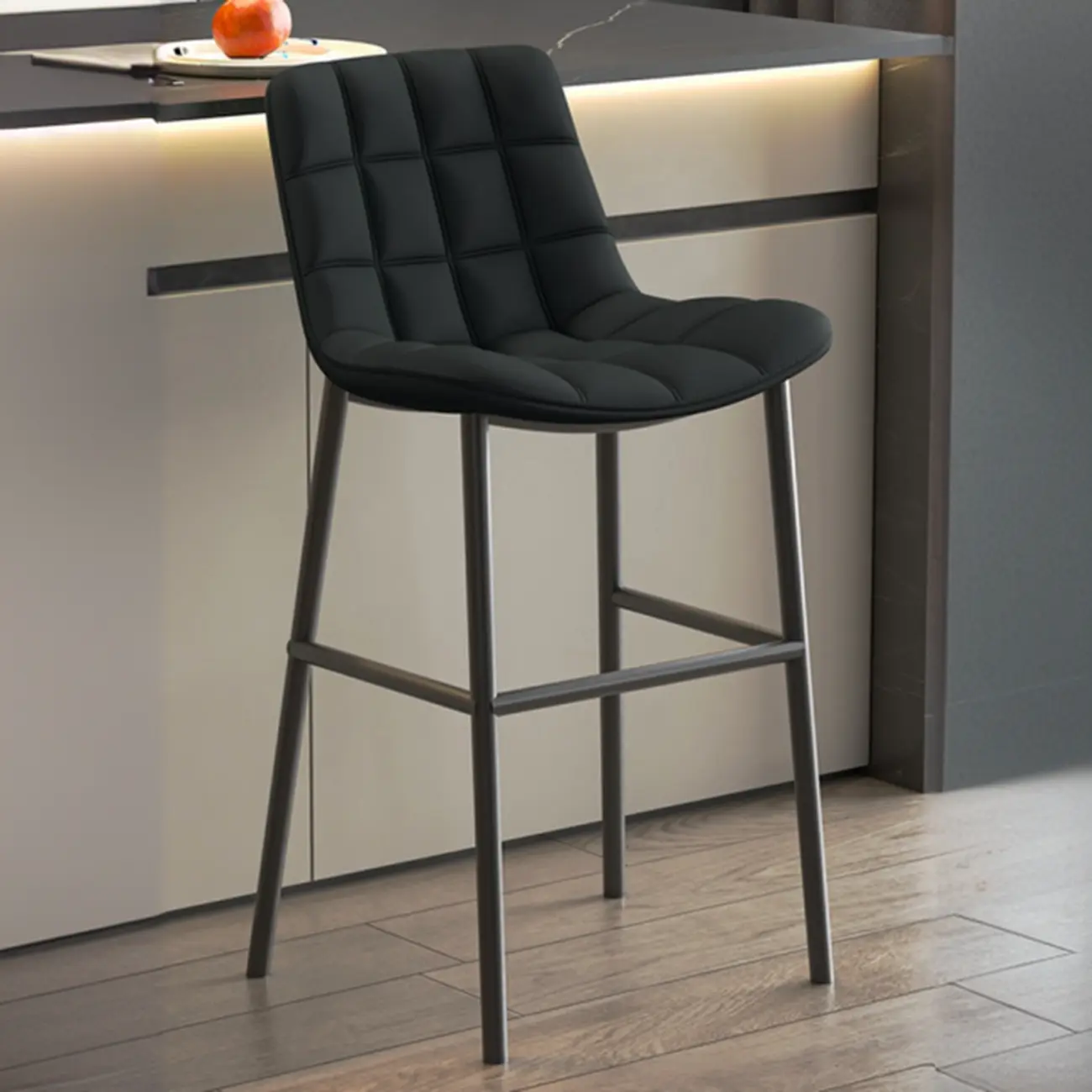 Concave Modern Low Back Leather Counter Bar Stools