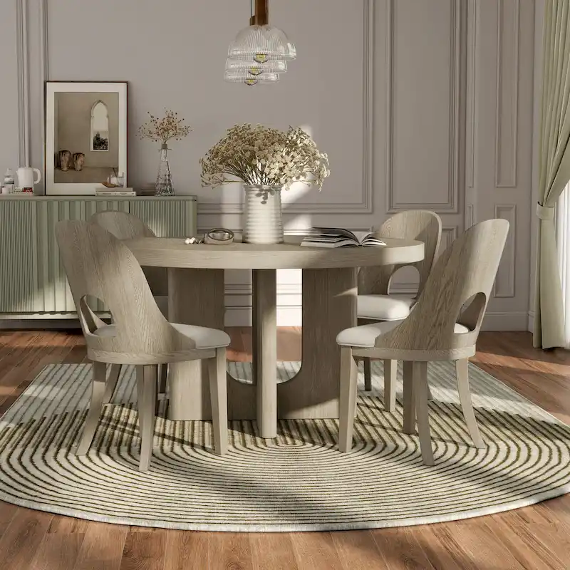 Piez Modern 5-Piece Solid Wood Round Dining Set