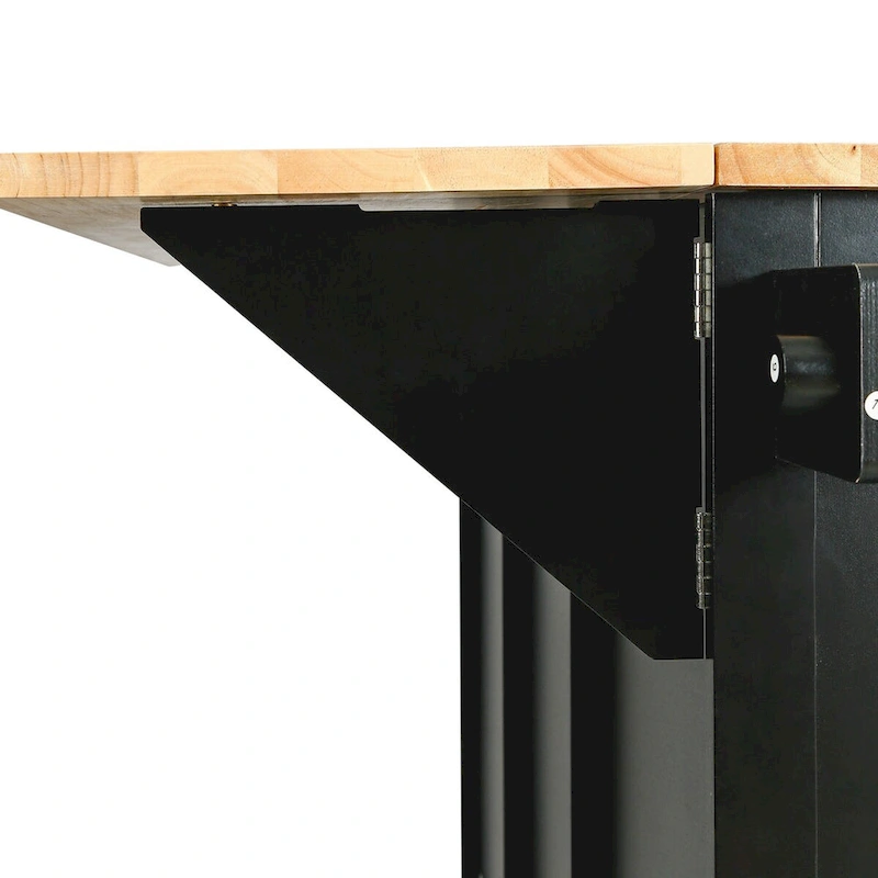 Kitchen Cart With Rubber Wood Drop-Leaf Countertop