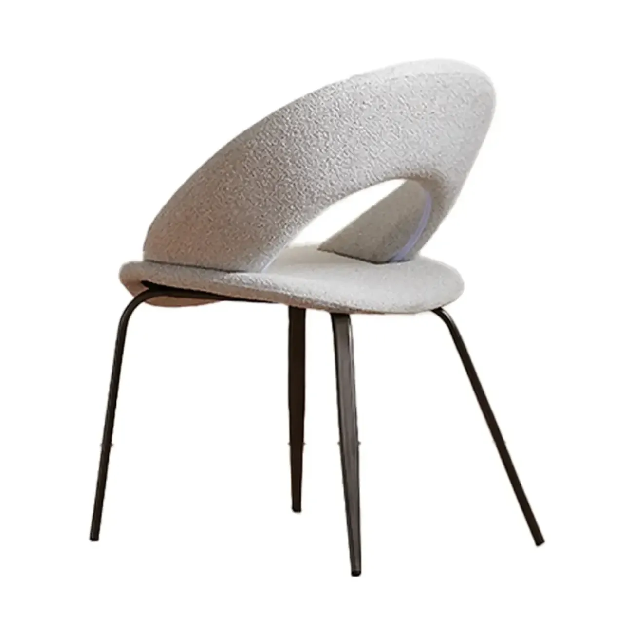 Mid Century Modern Linen Dining Chair with Steel Legs