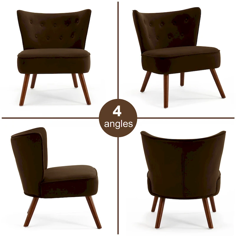 Tufted Velvet Accent Chair Upholstered Living Room Side Chair - 27.6 W x 28 D x 31.3 H