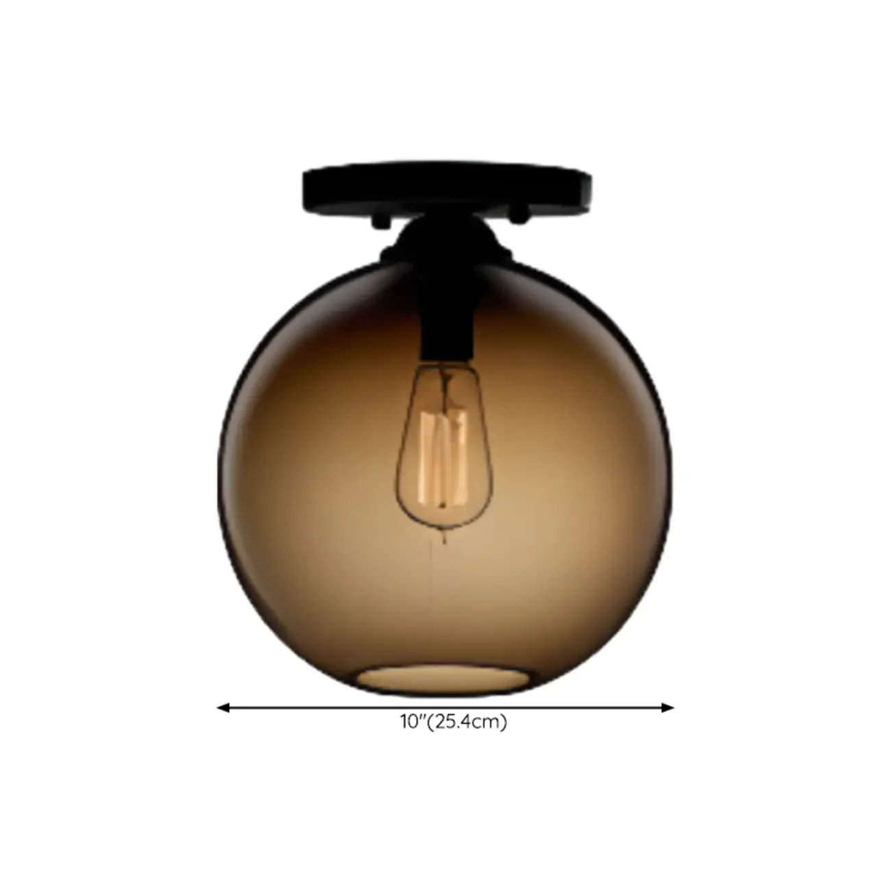 Clear Glass Drum Shade Industrial Semi Flush Mount Light