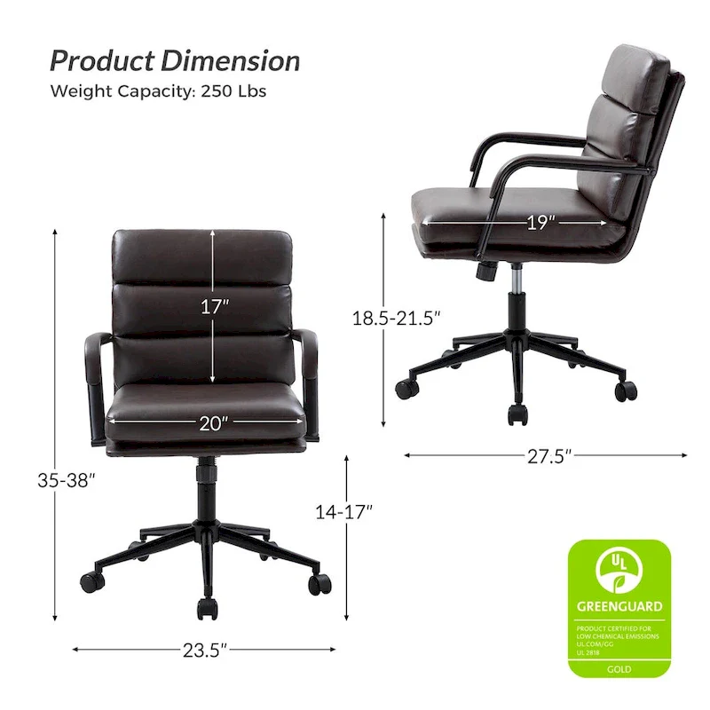 Modern Task Faux Leather Chair with Tilt Lock and Center Tilt by