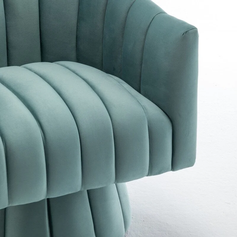 SEYNAR Modern Glam Velvet Upholstered Round 360 Degree Swivel Accent Barrel Chair Set of 2