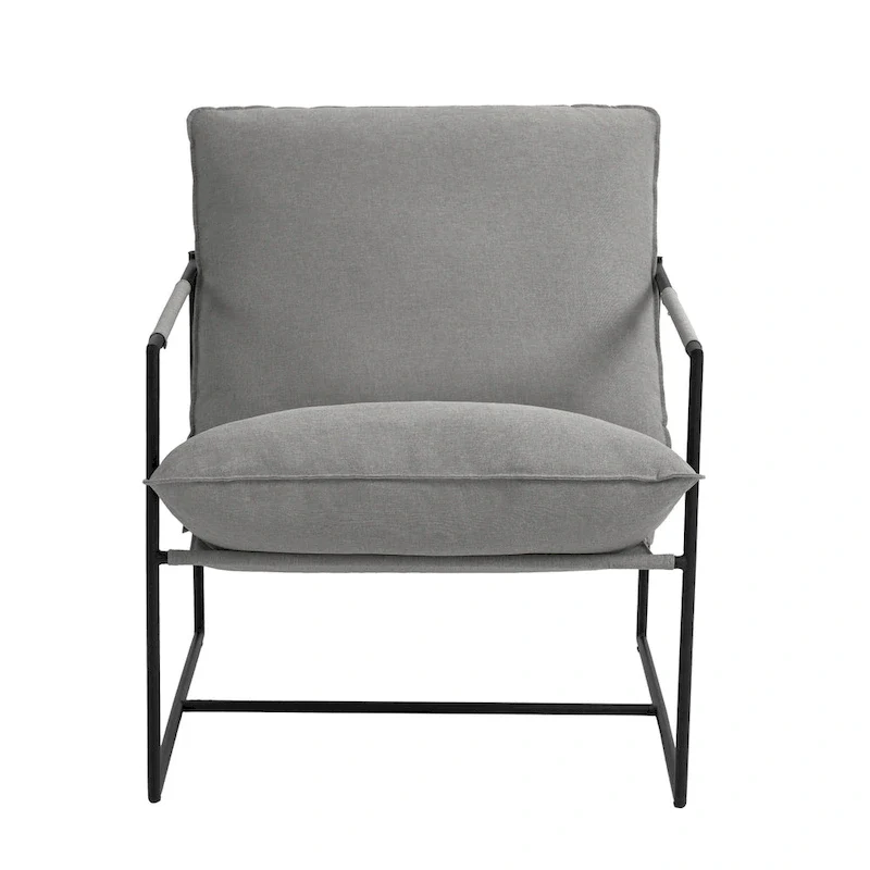 Metal Framed Accent Chair Sling Armchair with Bag Cushion